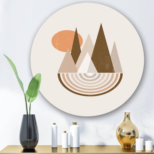 Designart - Minimalistic Mountain Landscape With Red Full moon
